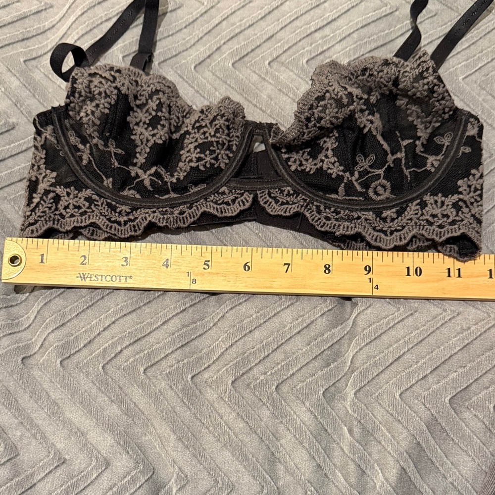 Intimately by Free People Unlined Black Mesh Embroidered Bra - Picture 7 of 9